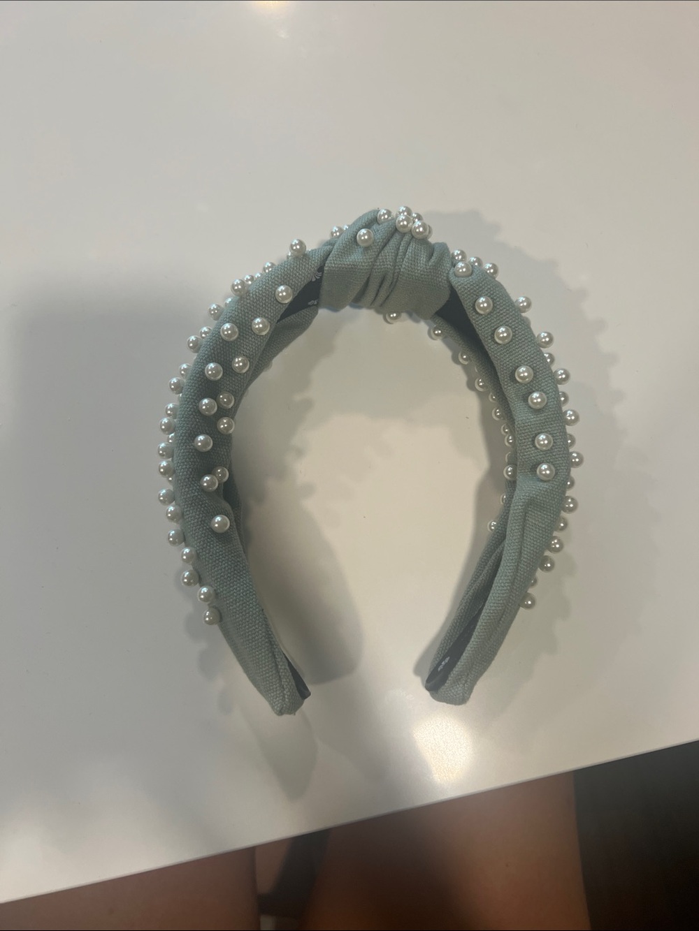 Lele Sadoughi Pearl-Knotted Headband - Sage